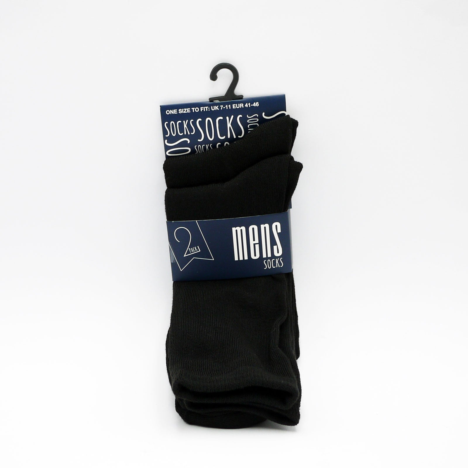 Mens Socks 2Pk Black 7-11 Uk Size Mens Socks 2Pk Black 7-11 Uk Size